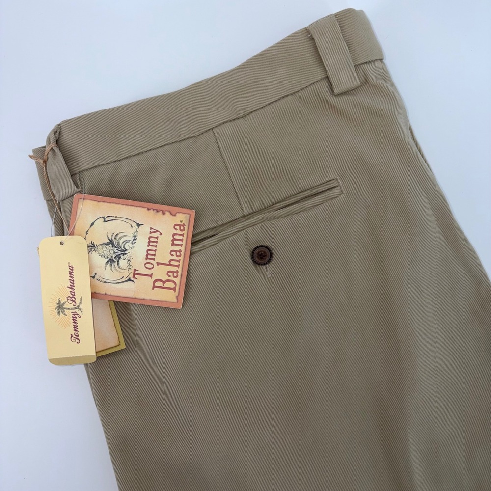 Tommy Bahama Twill Bill Khaki Silk Cotton Relaxed Fit Pants Mens 42 NWT